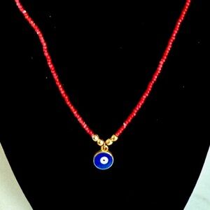 Blue Evil Eye 🧿 Pendant Red Beaded Necklace Jewelry Girls Kids Boys Nee Necklace